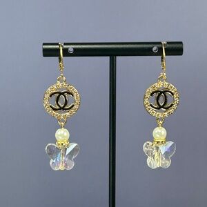 Gold and Pearl Butterfly Earrings